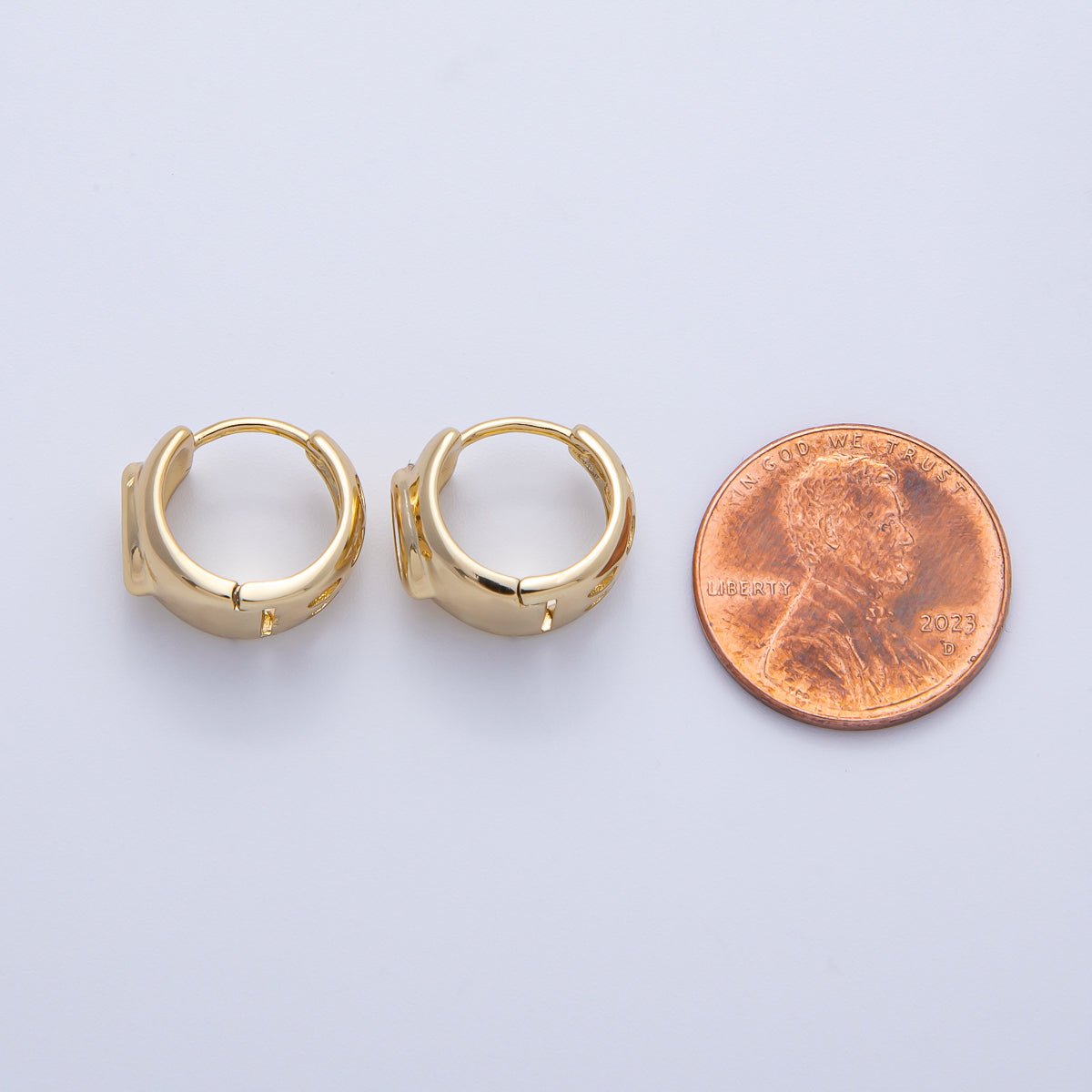 14k Gold Filled Huggie Earring with Oval CZ | Earrings - 00073 - DLUXCA