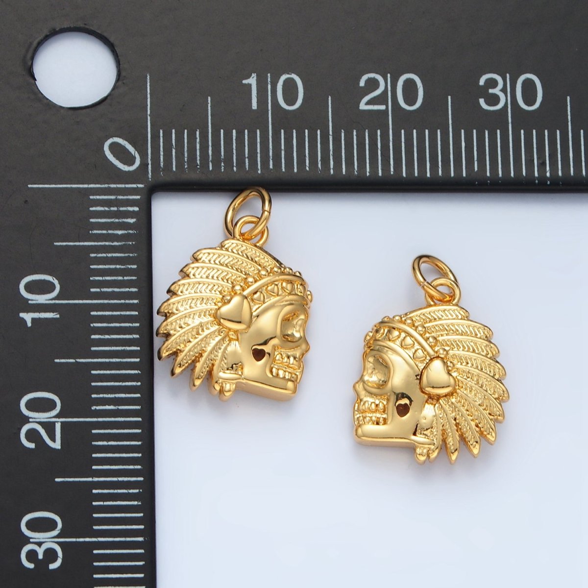 14K Gold Filled Indigenous American Skull Mini Charm | AG882 - DLUXCA