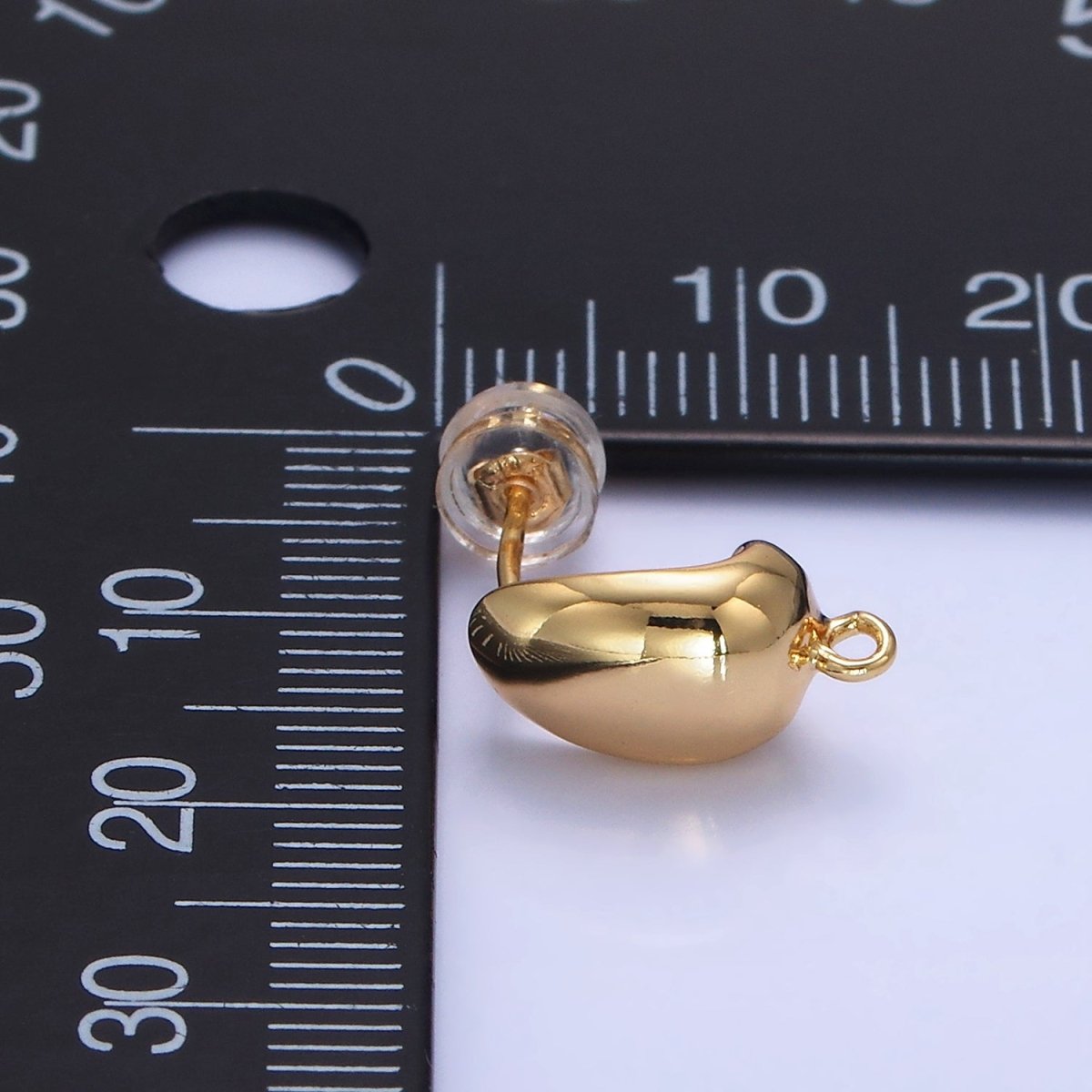 14K Gold Filled J-Shaped Dome Hoop Earrings Findings | Z762 - DLUXCA