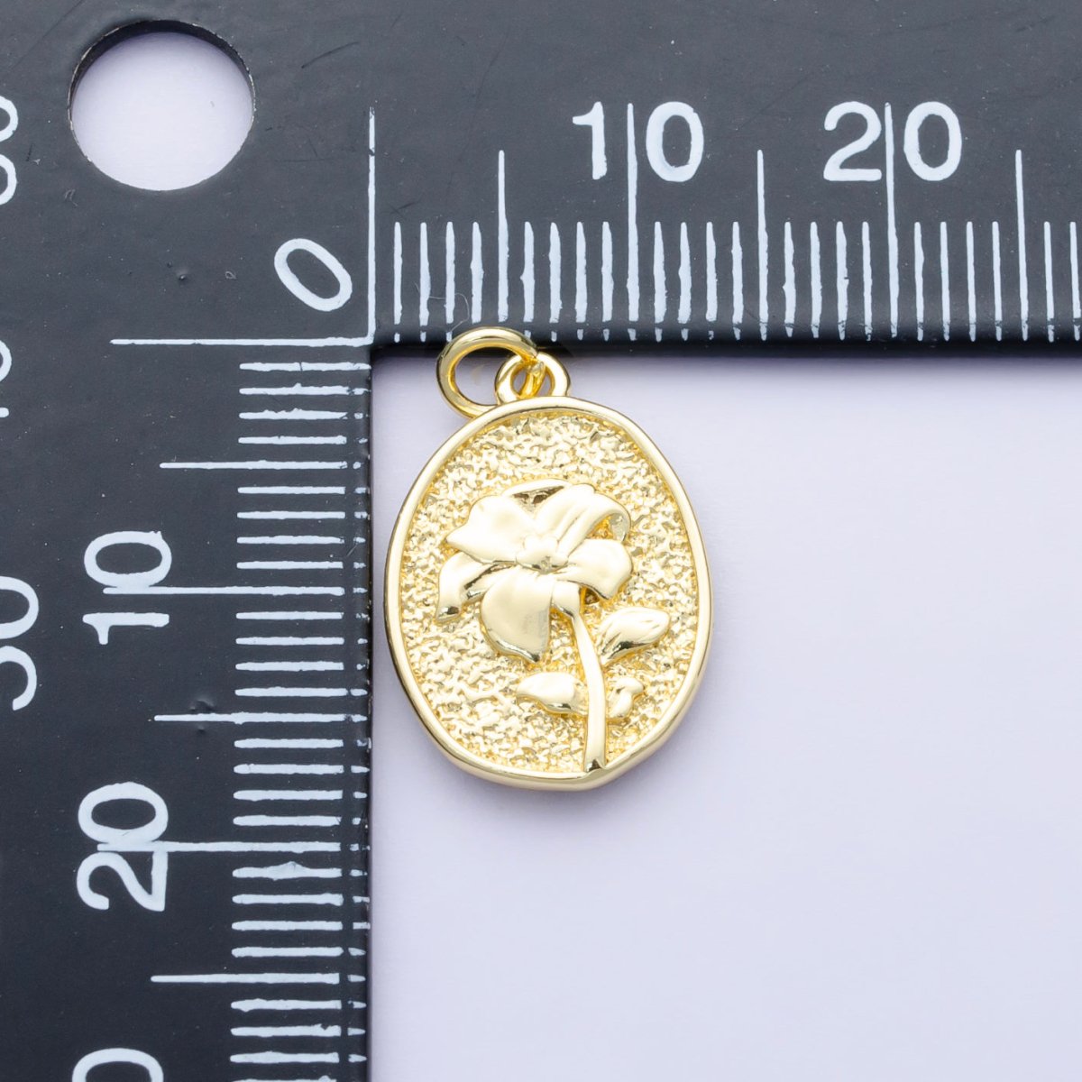 14K Gold Filled Marigold October Birth Flower Personalized Hammered Stamped Double Sided Charm | AG253 - DLUXCA