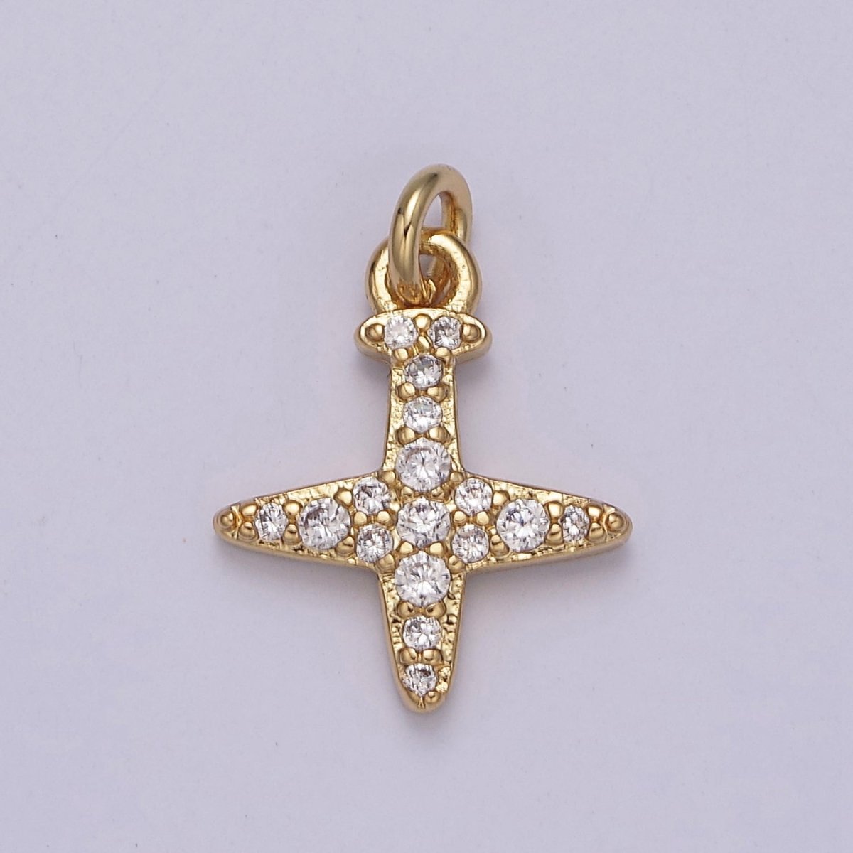 14K Gold Filled Micro Paved CZ Airplane Travel Charm in Gold & Silver | C145 C158 - DLUXCA