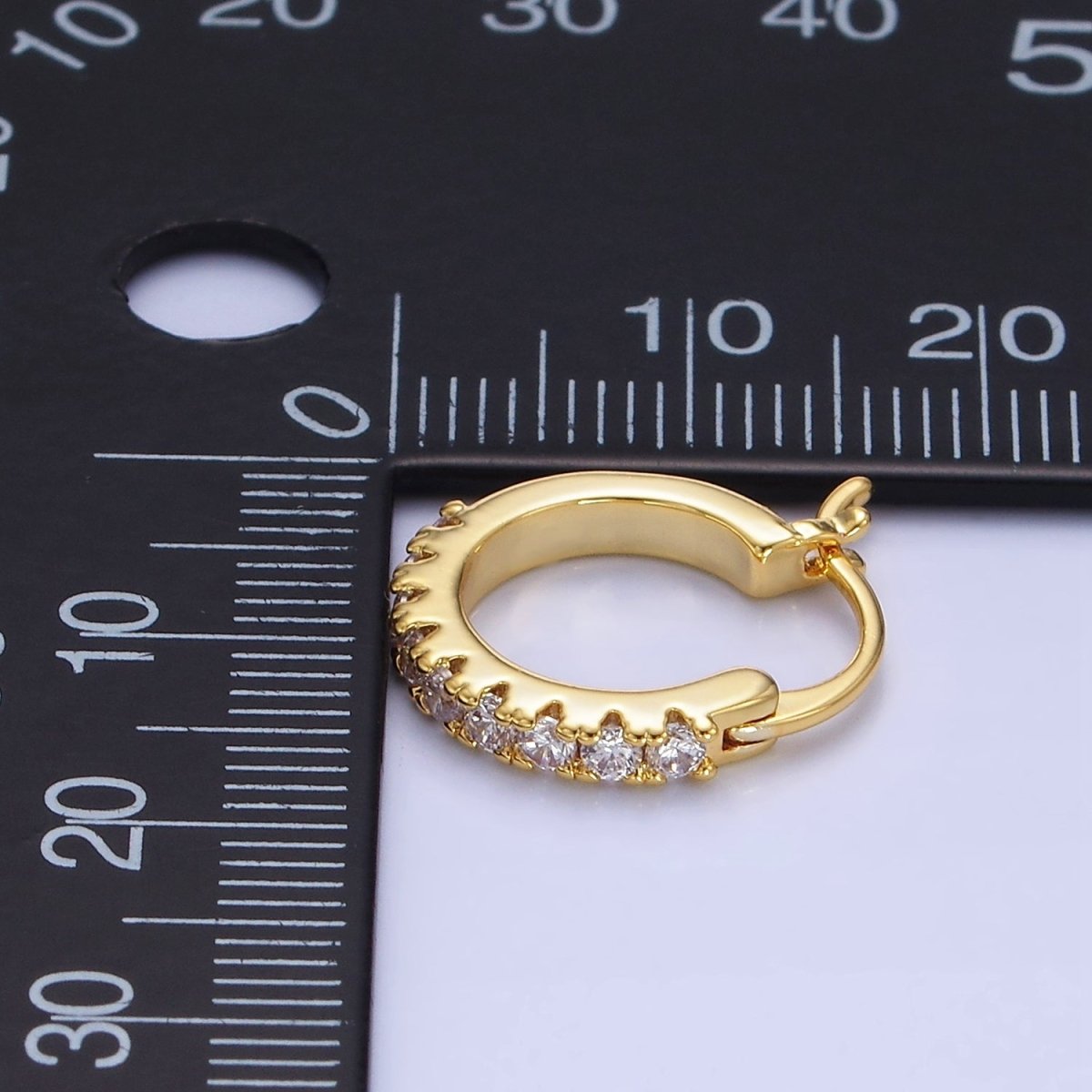 14K Gold Filled Micro Paved CZ Cartilage Latch Hoop Earrings | AE123 - DLUXCA