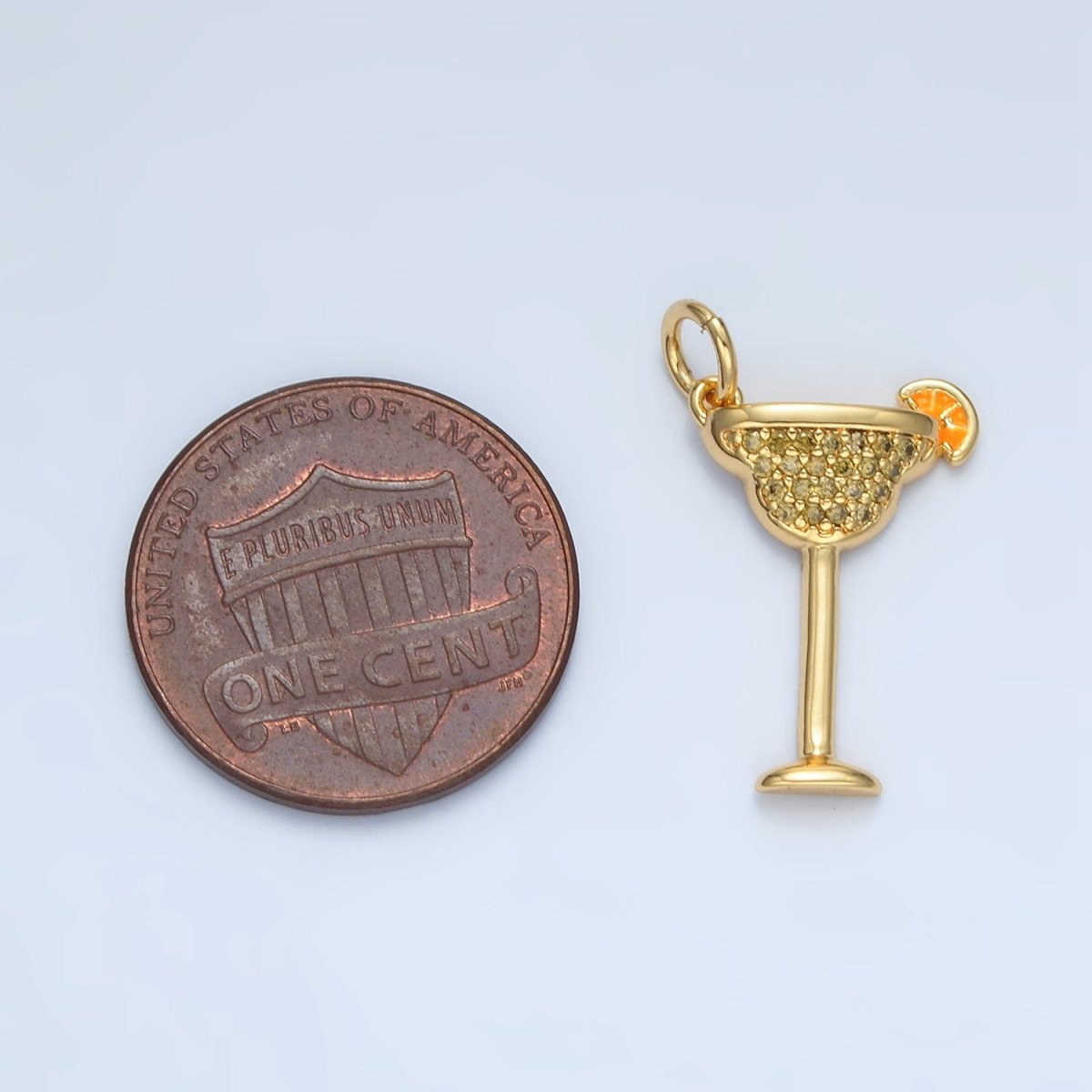 14K Gold Filled Micro Paved CZ Cosmo Cocktail Alcohol Drink Charm in Gold & Silver | AG617 - DLUXCA