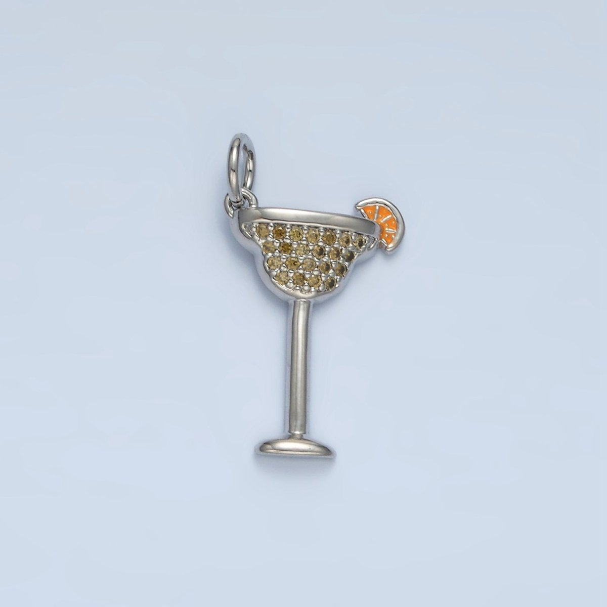 14K Gold Filled Micro Paved CZ Cosmo Cocktail Alcohol Drink Charm in Gold & Silver | AG617 - DLUXCA