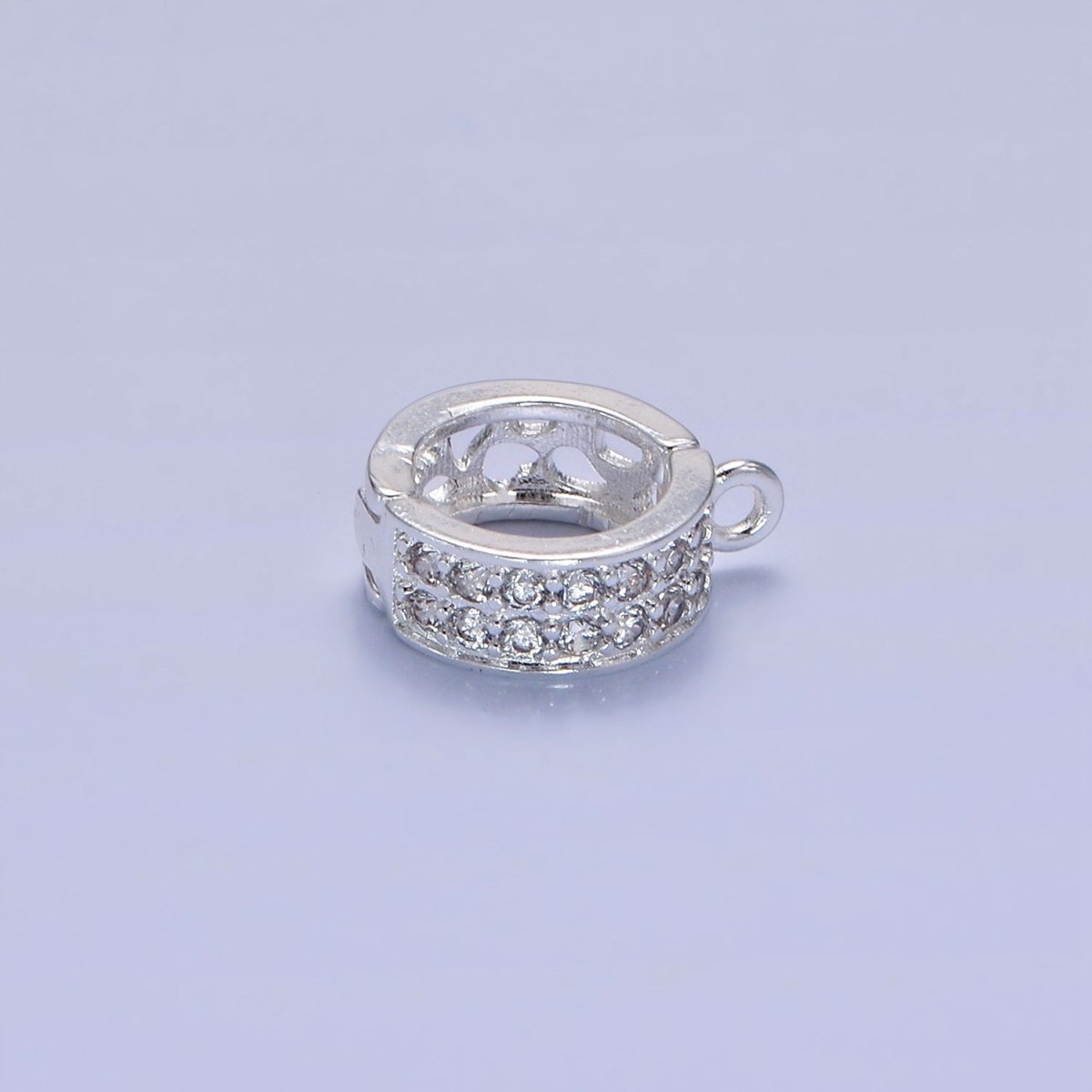 14K Gold Filled Micro Paved CZ Filigree Open Snap Latch Bail Drop Pendant Findings in Gold & Silver | Z774 - Z775 - DLUXCA