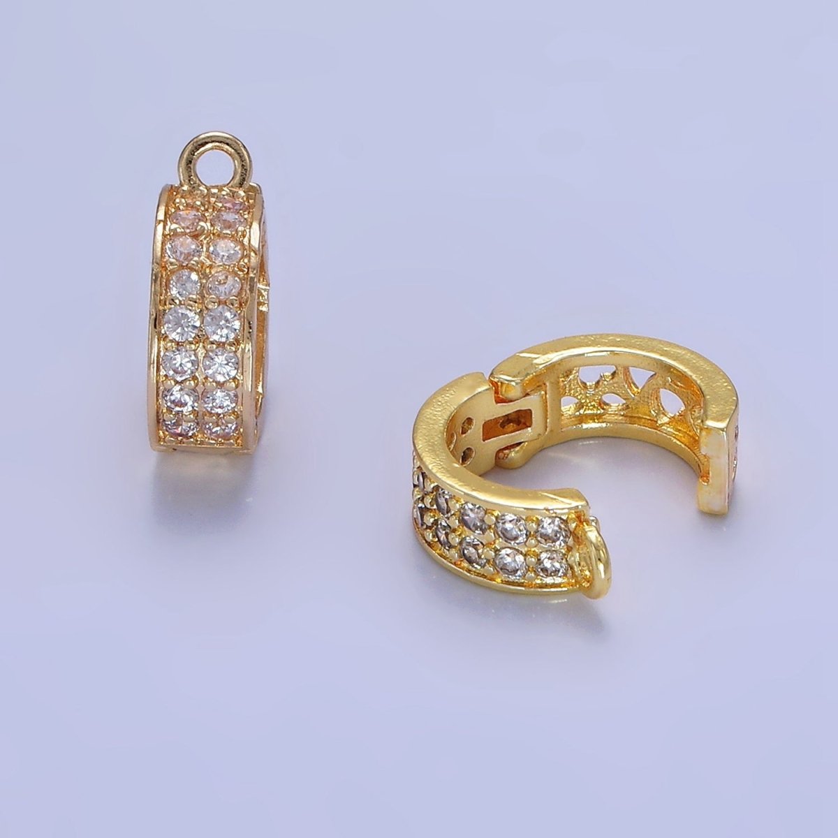 14K Gold Filled Micro Paved CZ Filigree Open Snap Latch Bail Drop Pendant Findings in Gold & Silver | Z774 - Z775 - DLUXCA