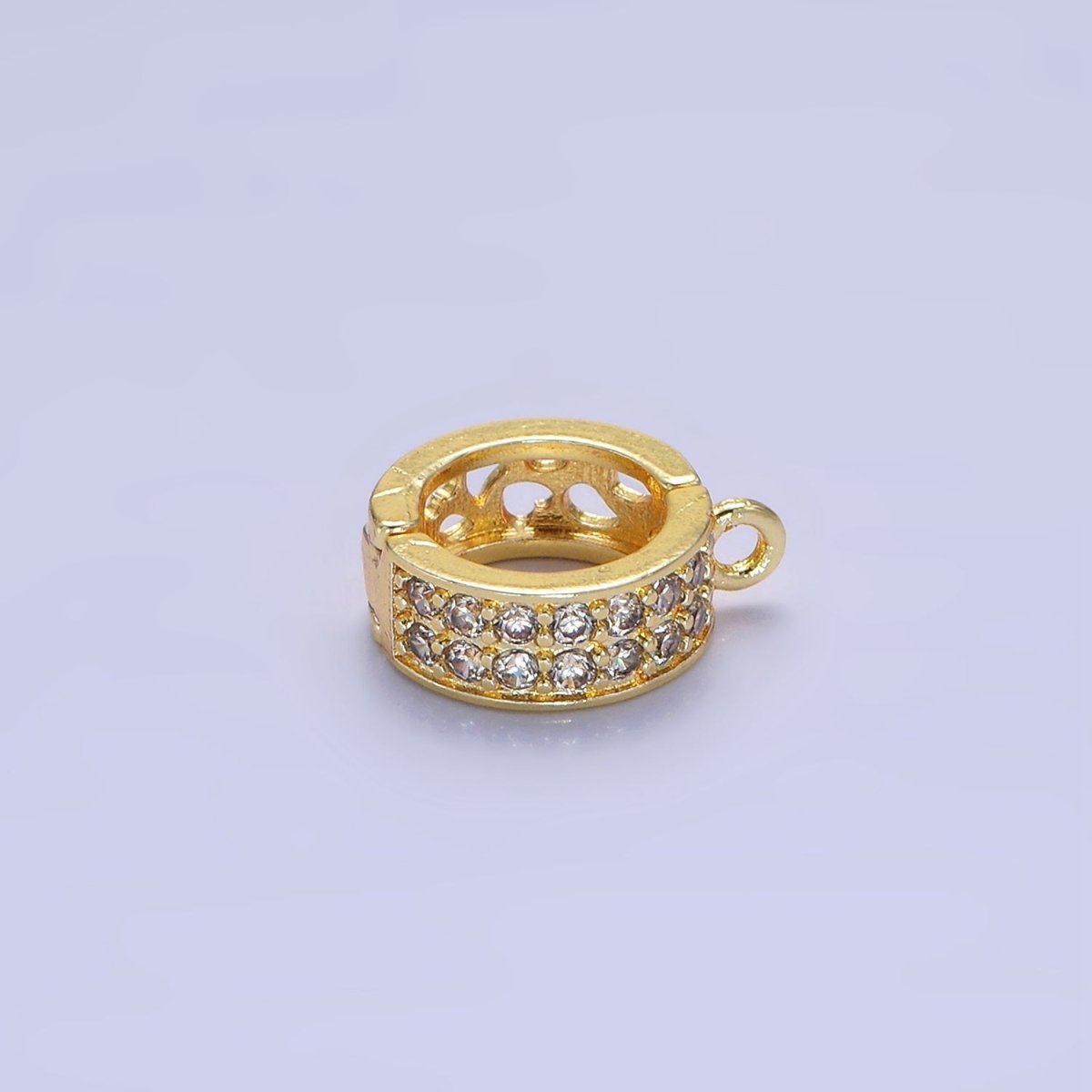 14K Gold Filled Micro Paved CZ Filigree Open Snap Latch Bail Drop Pendant Findings in Gold & Silver | Z774 - Z775 - DLUXCA