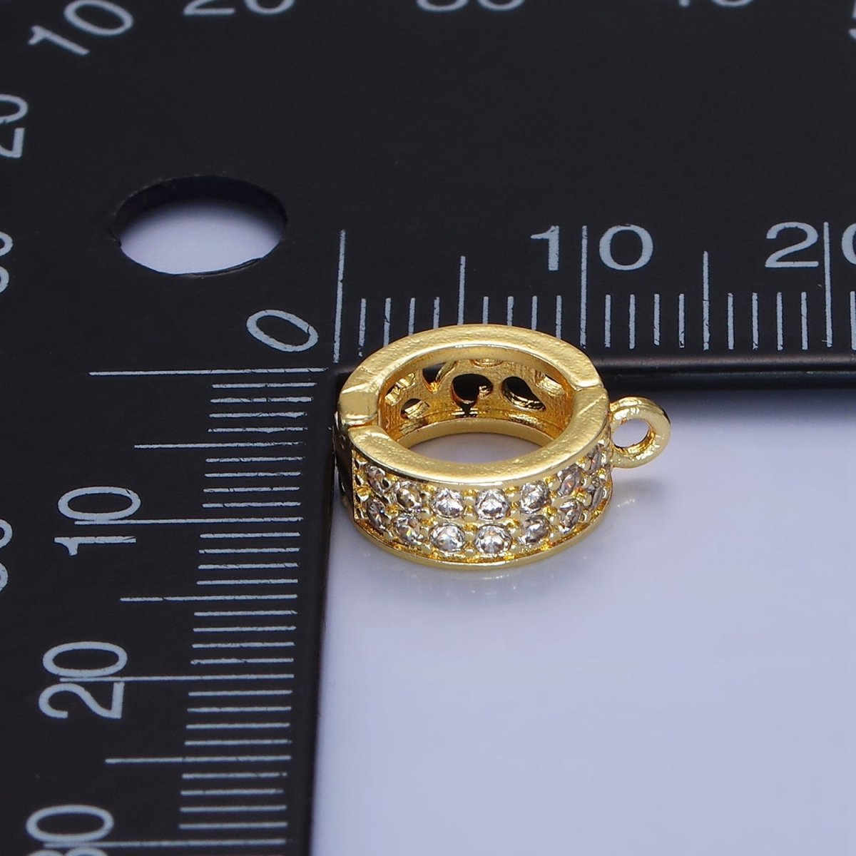 14K Gold Filled Micro Paved CZ Filigree Open Snap Latch Bail Drop Pendant Findings in Gold & Silver | Z774 - Z775 - DLUXCA