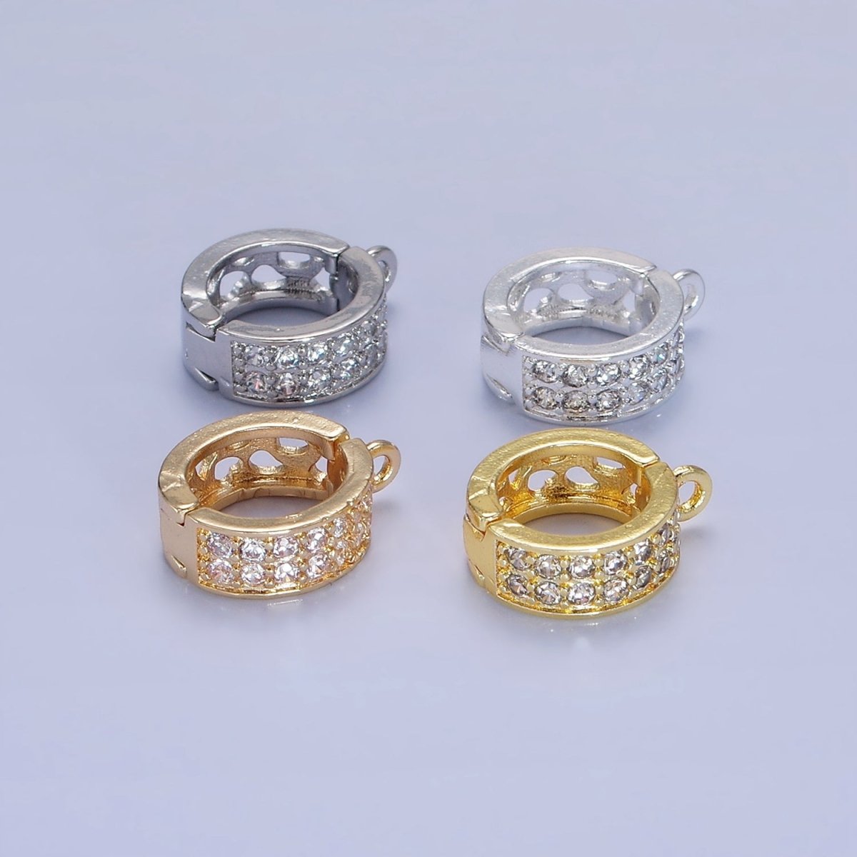 14K Gold Filled Micro Paved CZ Filigree Open Snap Latch Bail Drop Pendant Findings in Gold & Silver | Z774 - Z775 - DLUXCA