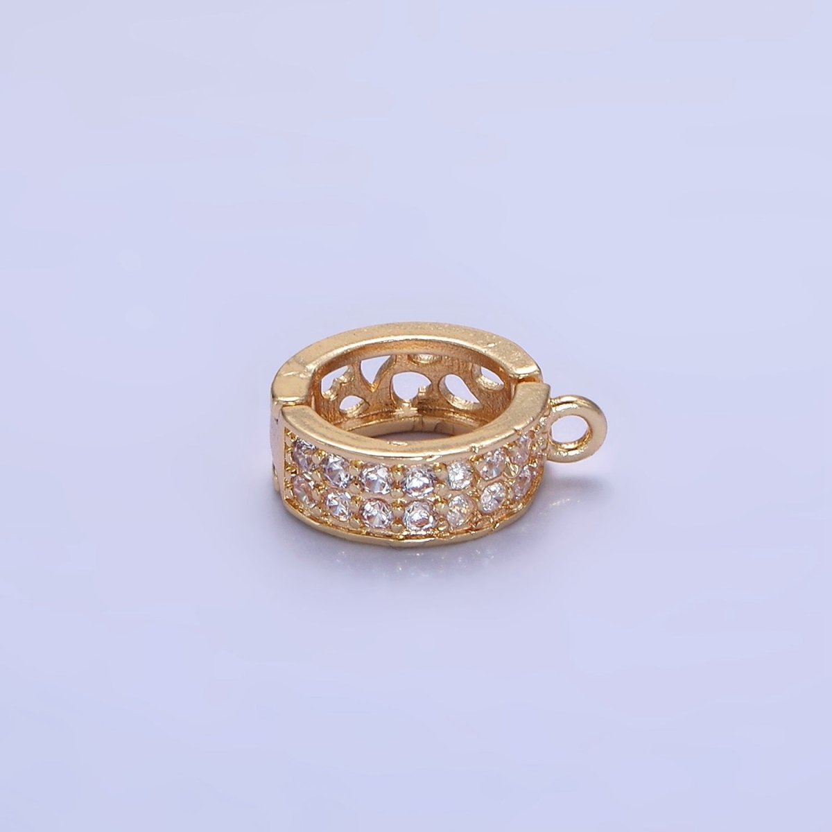 14K Gold Filled Micro Paved CZ Filigree Open Snap Latch Bail Drop Pendant Findings in Gold & Silver | Z774 - Z775 - DLUXCA