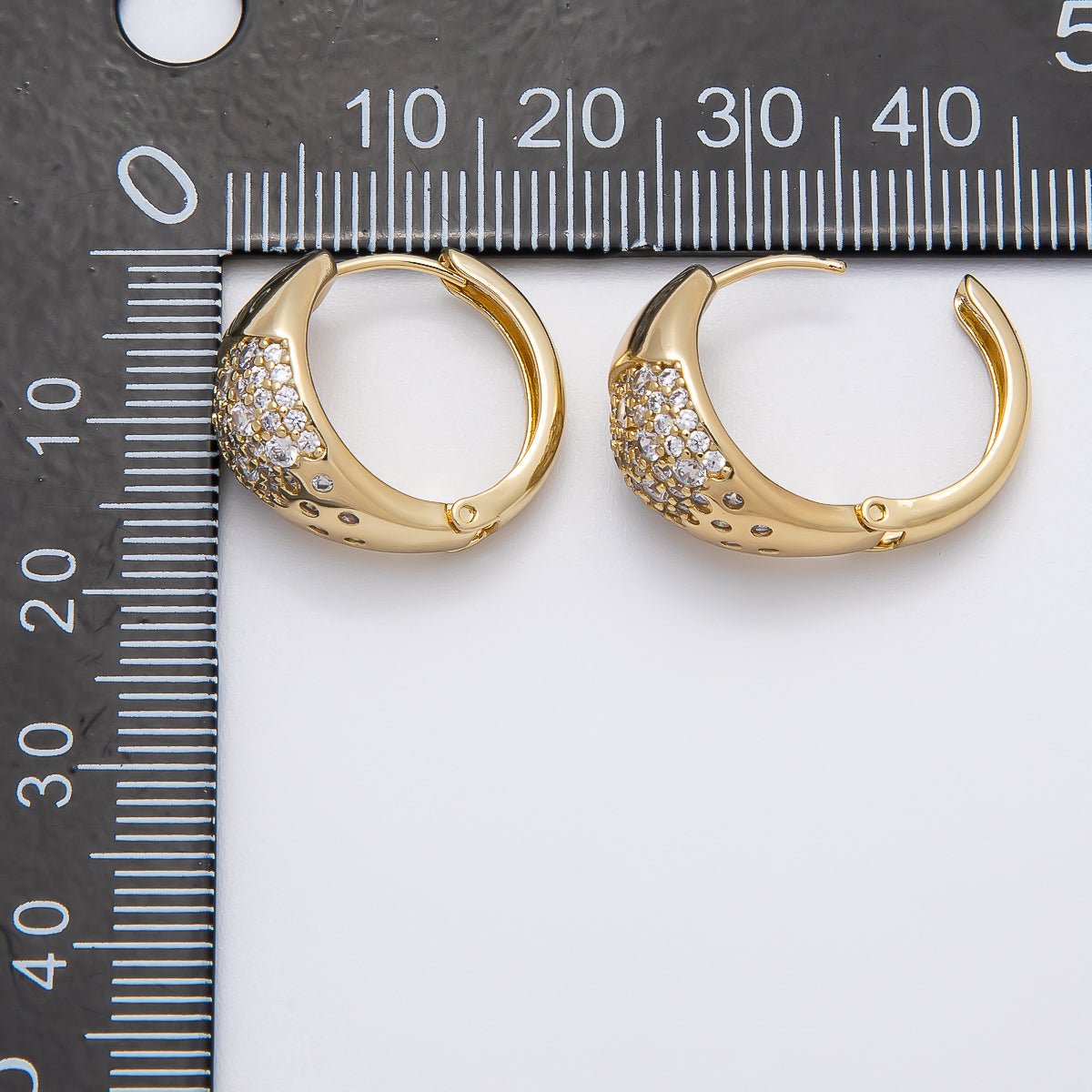 14K Gold Filled Micro Paved CZ Gradient Wide Dome Hoop Earrings | Earrings - 00268 - DLUXCA