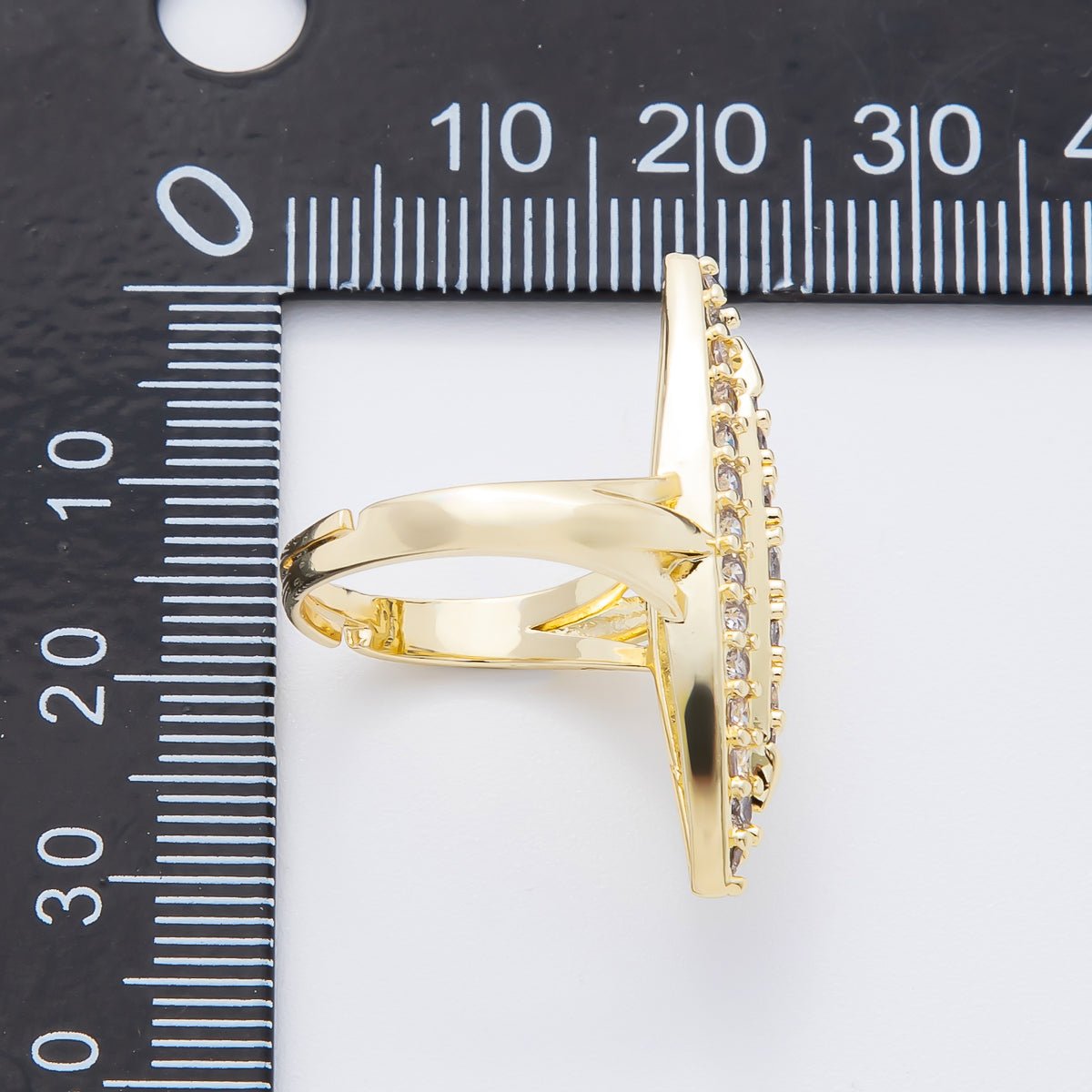 14K Gold Filled Micro Paved CZ Marquise Adjustable Ring | O543 - DLUXCA