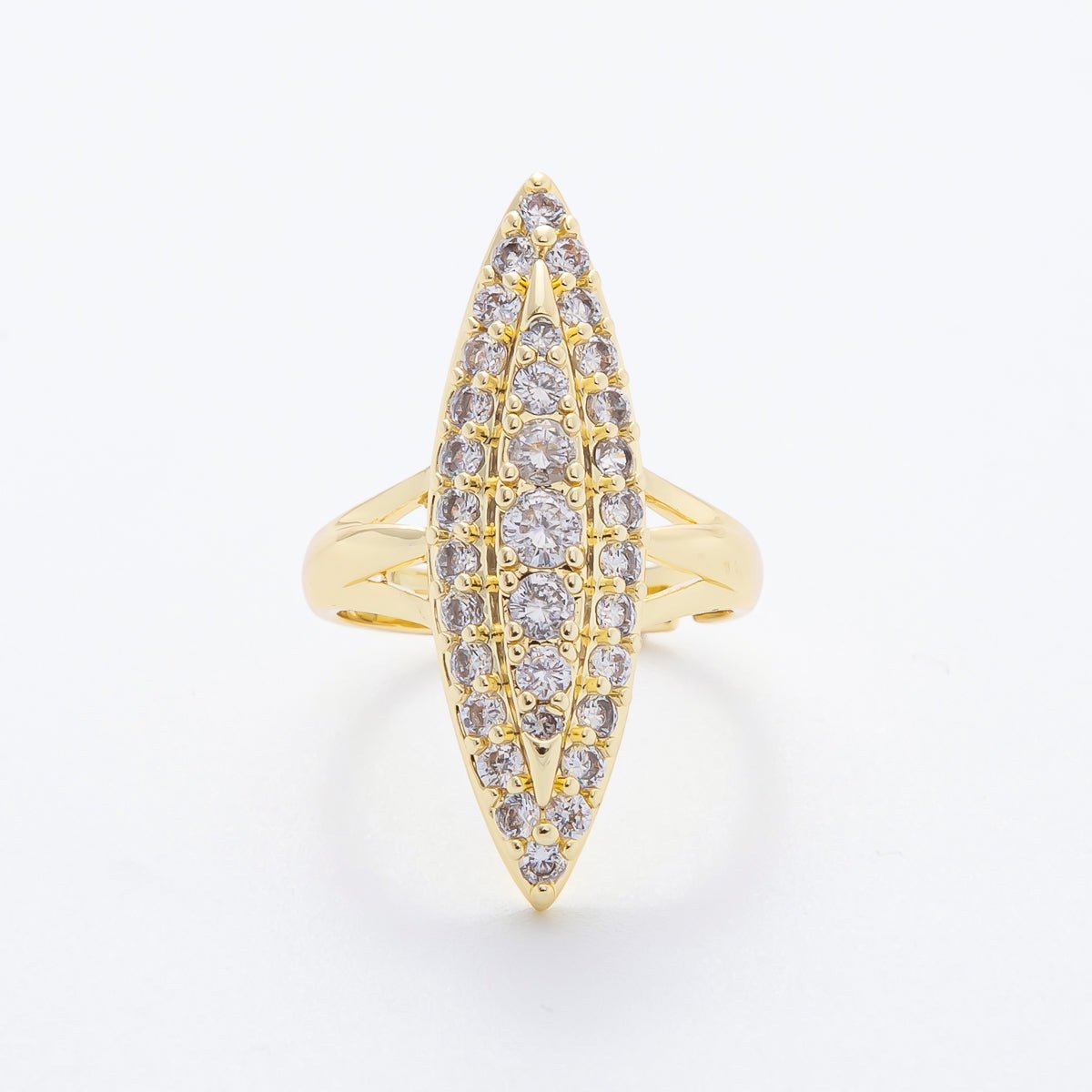 14K Gold Filled Micro Paved CZ Marquise Adjustable Ring | O543 - DLUXCA