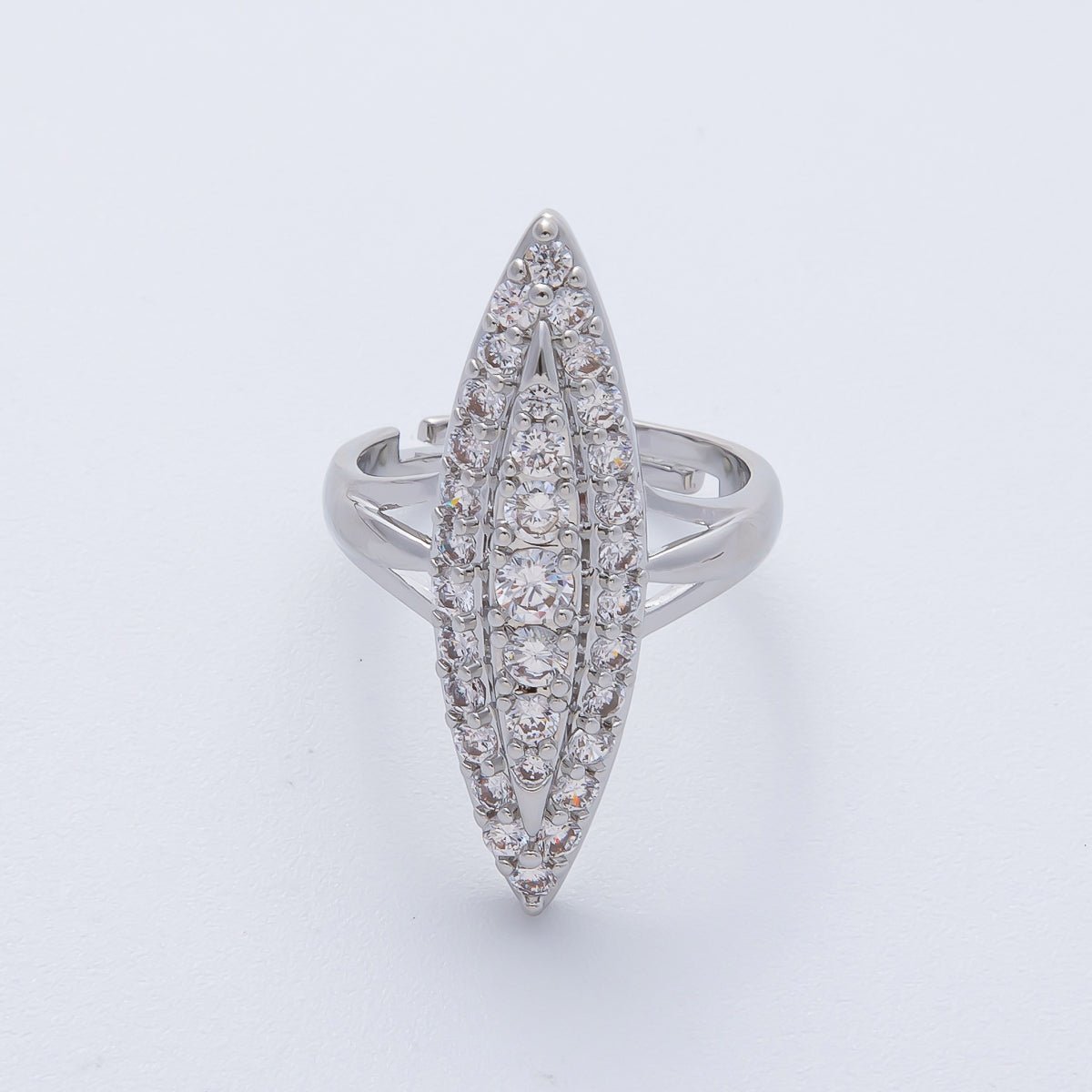 14K Gold Filled Micro Paved CZ Marquise Navette Adjustable Ring in Gold & Silver | O543 O783 - DLUXCA