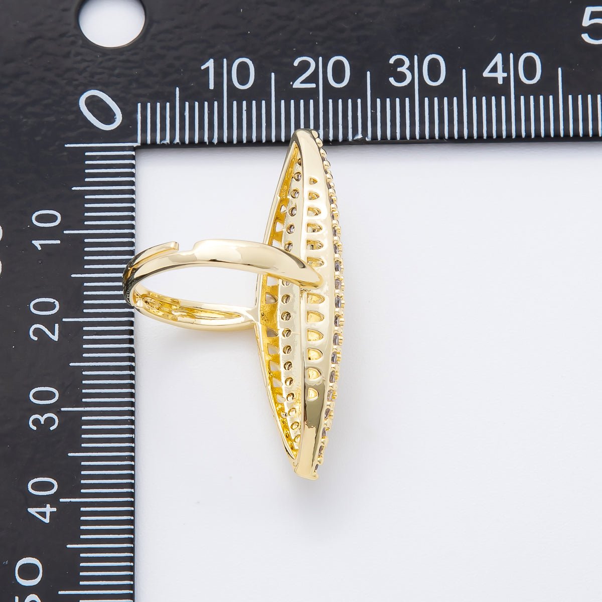 14K Gold Filled Micro Paved CZ Oval Marquise - Shaped Statement Solitaire Ring | O562 - DLUXCA