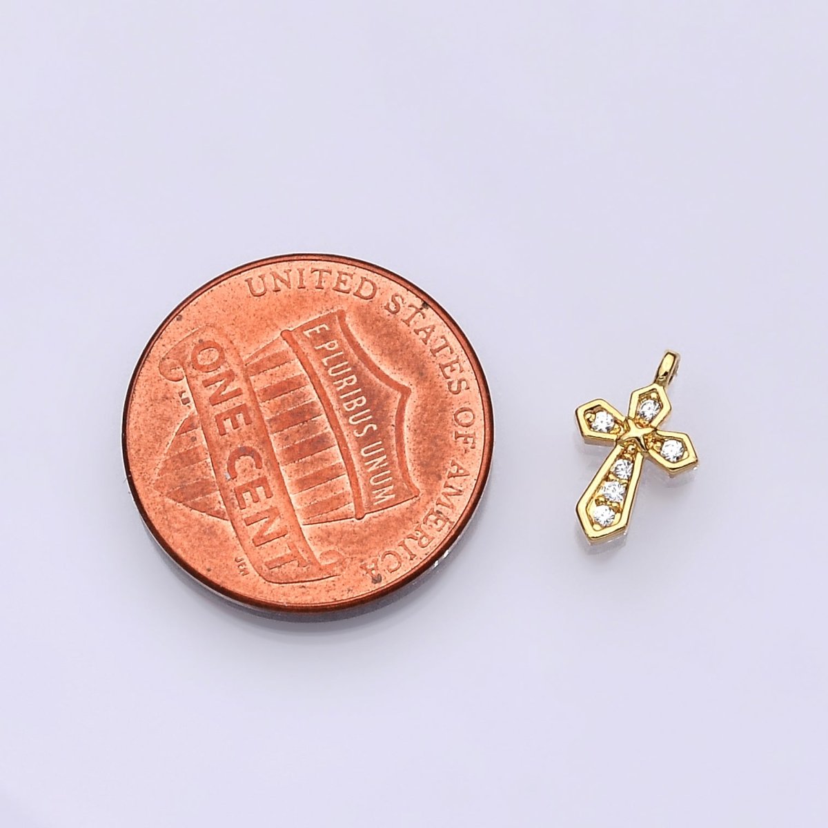 14K Gold Filled Micro Paved CZ Passion Cross Mini Charm | E752 - DLUXCA