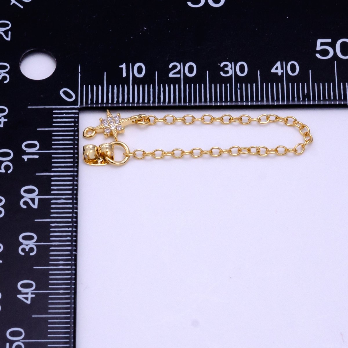 14K Gold Filled Micro Paved CZ Star Chain Link Earring Backing Findings Set | Z687 - DLUXCA