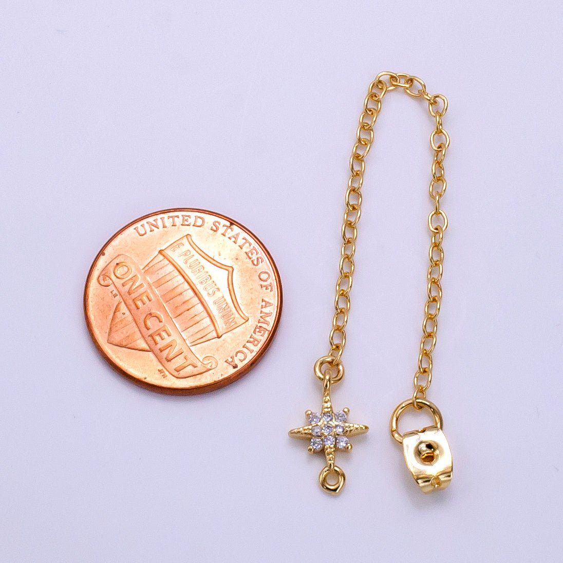 14K Gold Filled Micro Paved CZ Star Chain Link Earring Backing Findings Set | Z687 - DLUXCA