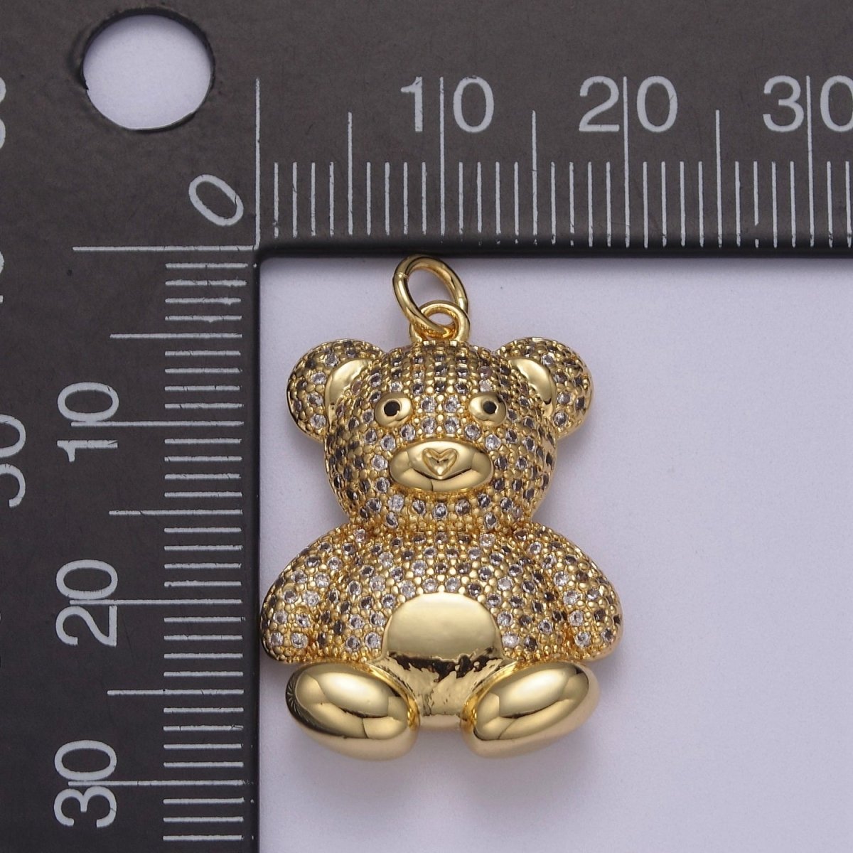 14K Gold Filled Micro Paved CZ Teddy Bear Toy Animal Charm | C114 - DLUXCA