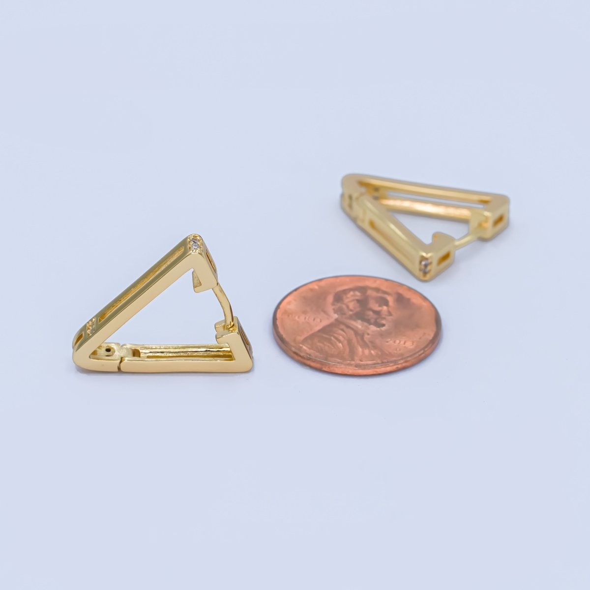 14K Gold Filled Micro Paved CZ V - Shaped Hoop Earrings in Gold & Silver | AB987 - DLUXCA