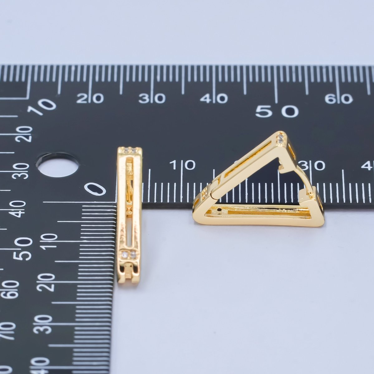 14K Gold Filled Micro Paved CZ V - Shaped Hoop Earrings in Gold & Silver | AB987 - DLUXCA