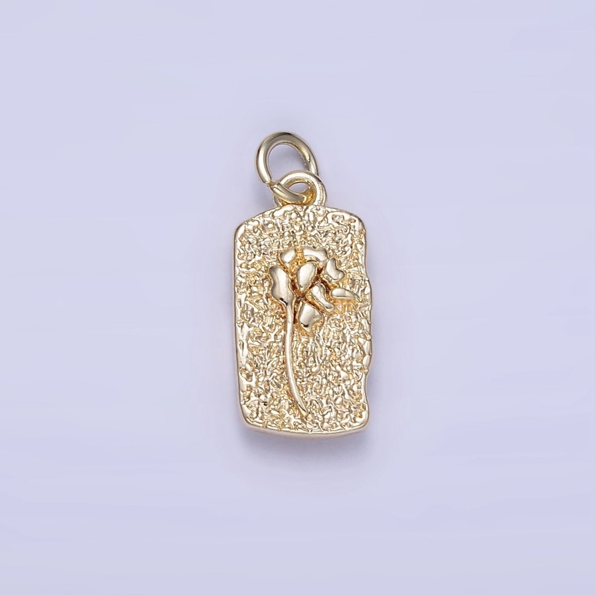 14K Gold Filled Mini Double Sided Flower Horse Hammered Tag Charm | W658 - DLUXCA
