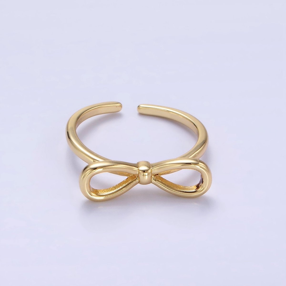 14K Gold Filled Minimalist Open Ribbon Bow Ring in Gold & Silver | O1386 O1387 - DLUXCA