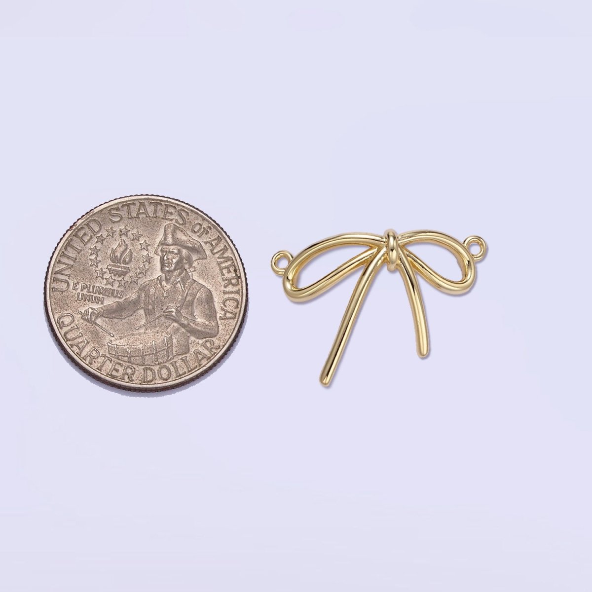 14K Gold Filled Minimalist Tied Ribbon Bow Connector in Gold & Silver | G497 - DLUXCA