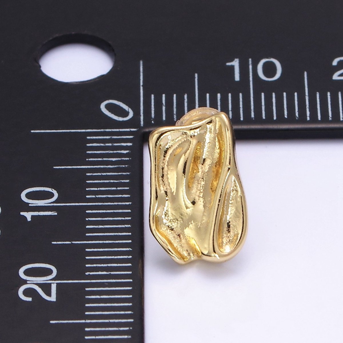 14K Gold Filled Molten Foil Rectangular Bar Stud Back Loop Earrings Findings in Silver & Gold | Z812 Z813 - DLUXCA