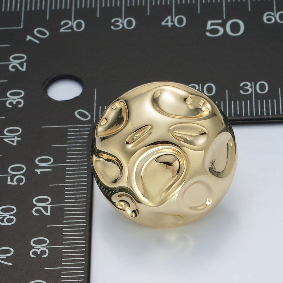 14K Gold Filled Molten Hammered Round Lightweight Stud Earrings in Gold & Silver | AD680 AD681 - DLUXCA