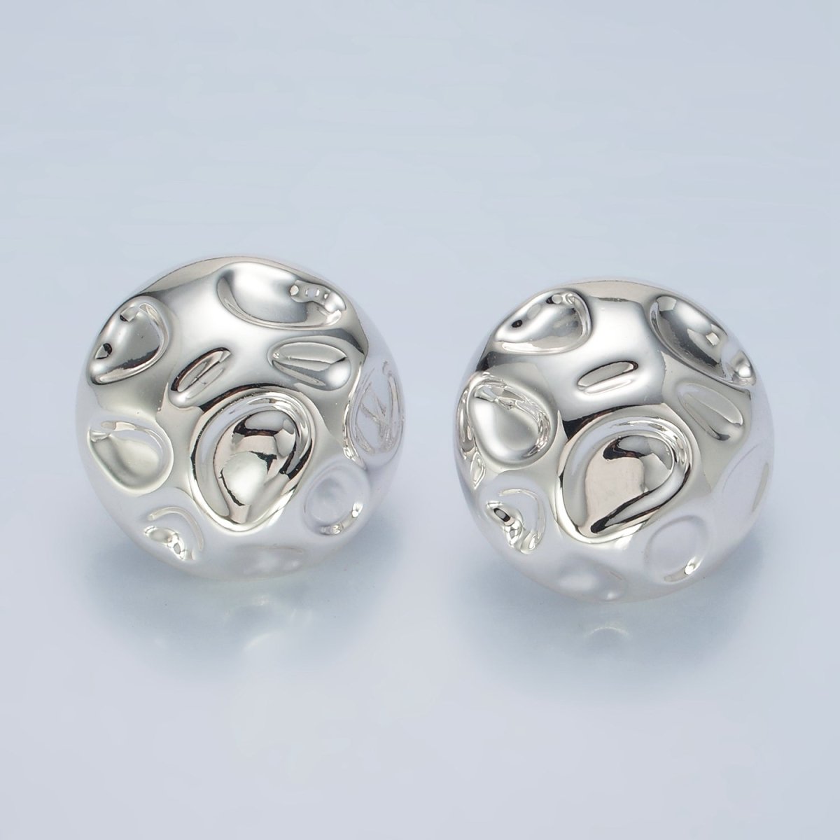 14K Gold Filled Molten Hammered Round Lightweight Stud Earrings in Gold & Silver | AD680 AD681 - DLUXCA