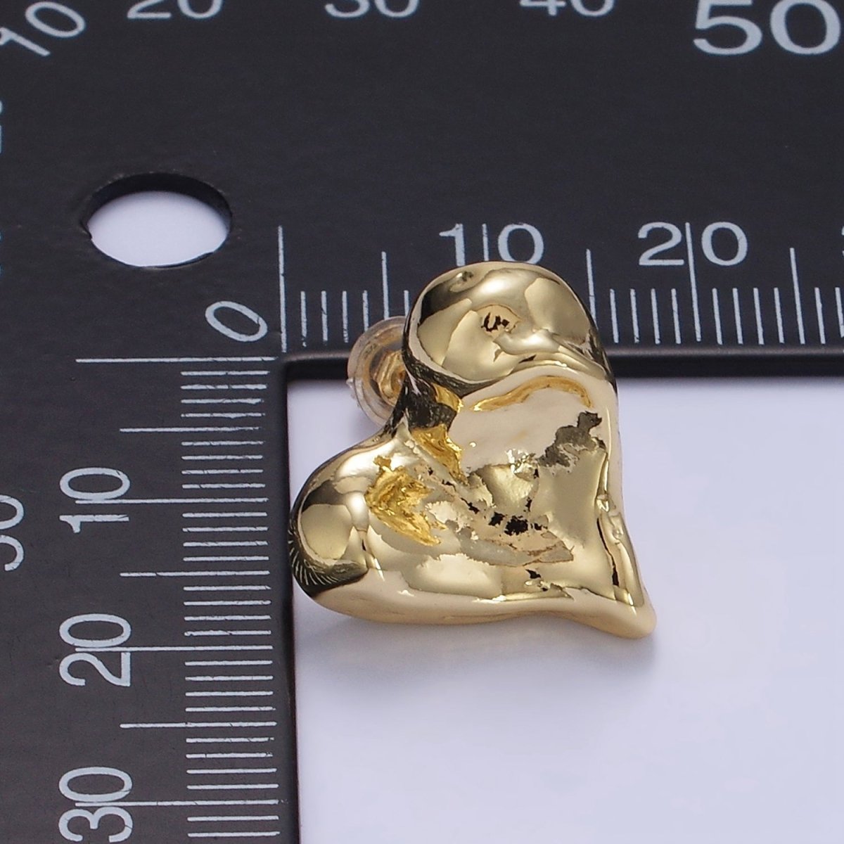 14K Gold Filled Molten Heart Stud Earrings | P142 - DLUXCA