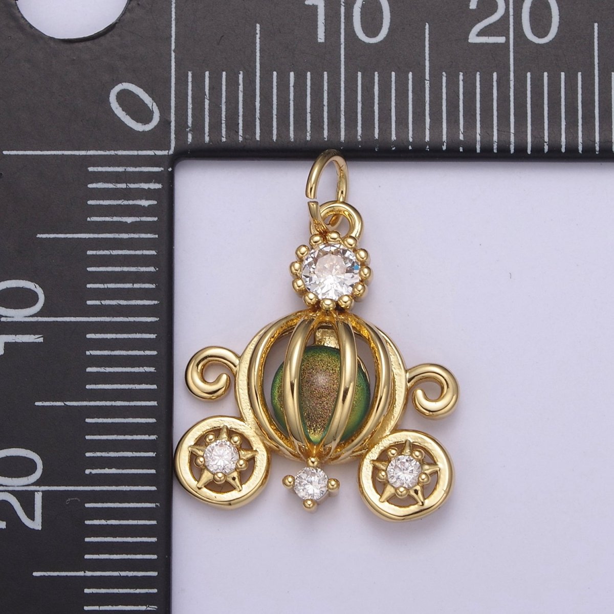 14K Gold Filled Moonstone Gemstone Open Carriage Charm in Gold & Silver | N871 - DLUXCA