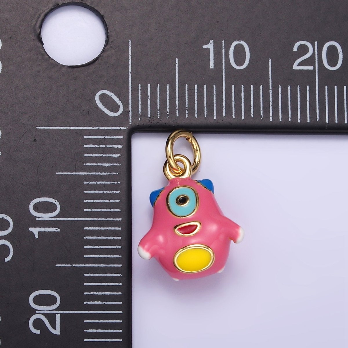 14K Gold Filled Multicolor Enamel Alien Monster Puffed Charm | C590 - DLUXCA