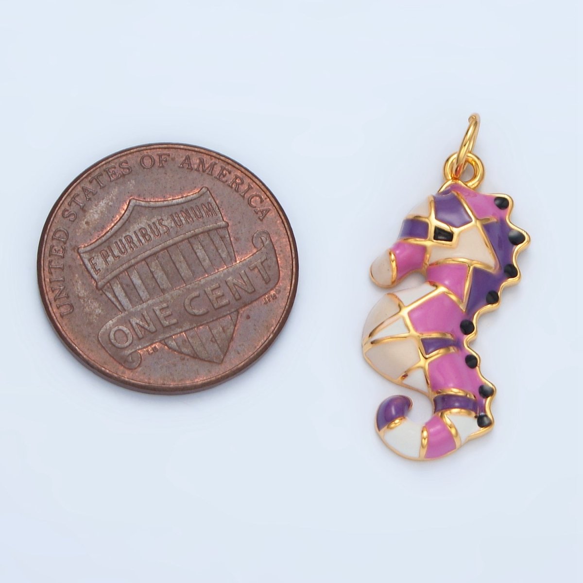 14K Gold Filled Multicolor Enamel Sea Horse Animal Charm | AC173 - DLUXCA
