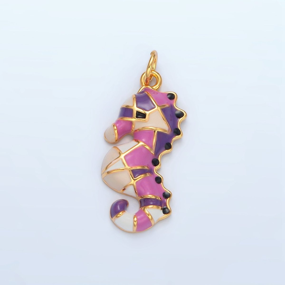 14K Gold Filled Multicolor Enamel Sea Horse Animal Charm | AC173 - DLUXCA