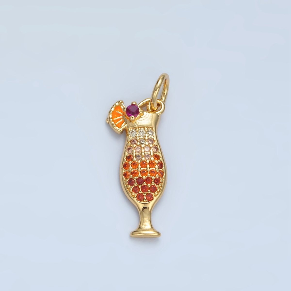 14K Gold Filled Multicolor Micro Paved CZ Pina Colada Alcohol Drink Charm in Gold & Silver | X936 - DLUXCA