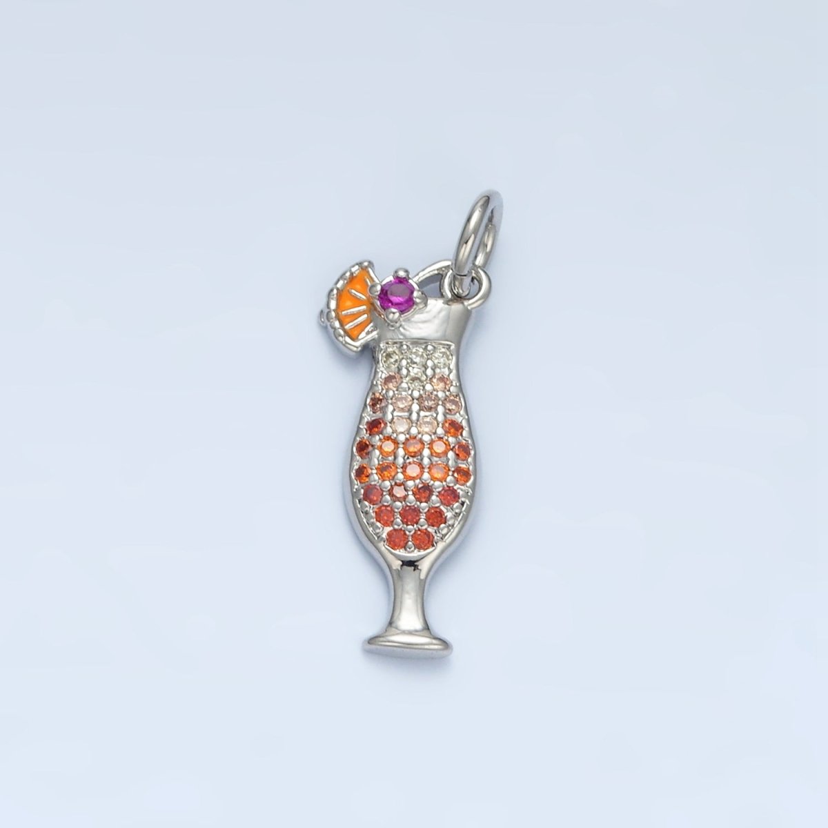 14K Gold Filled Multicolor Micro Paved CZ Pina Colada Alcohol Drink Charm in Gold & Silver | X936 - DLUXCA