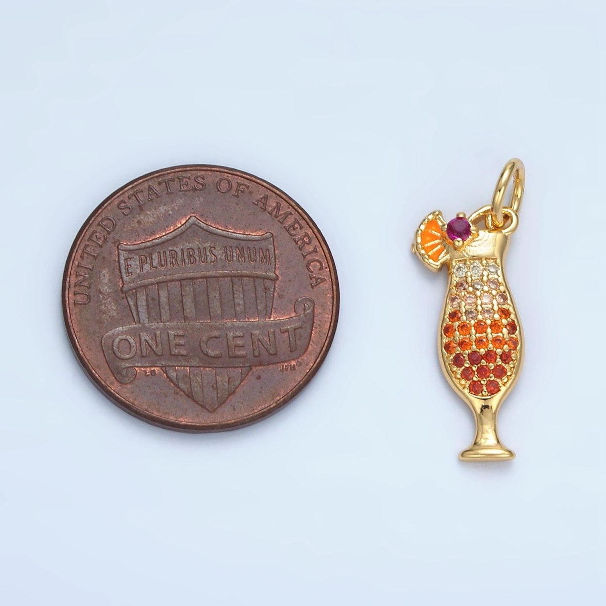 14K Gold Filled Multicolor Micro Paved CZ Pina Colada Alcohol Drink Charm in Gold & Silver | X936 - DLUXCA