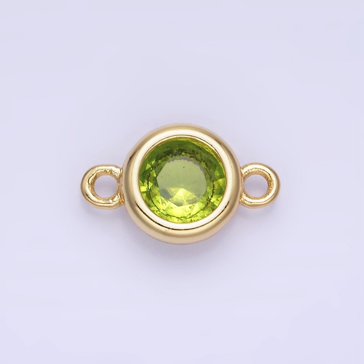 14K Gold Filled Multifaceted CZ Bezel Round Connector | G406 - G413 - DLUXCA