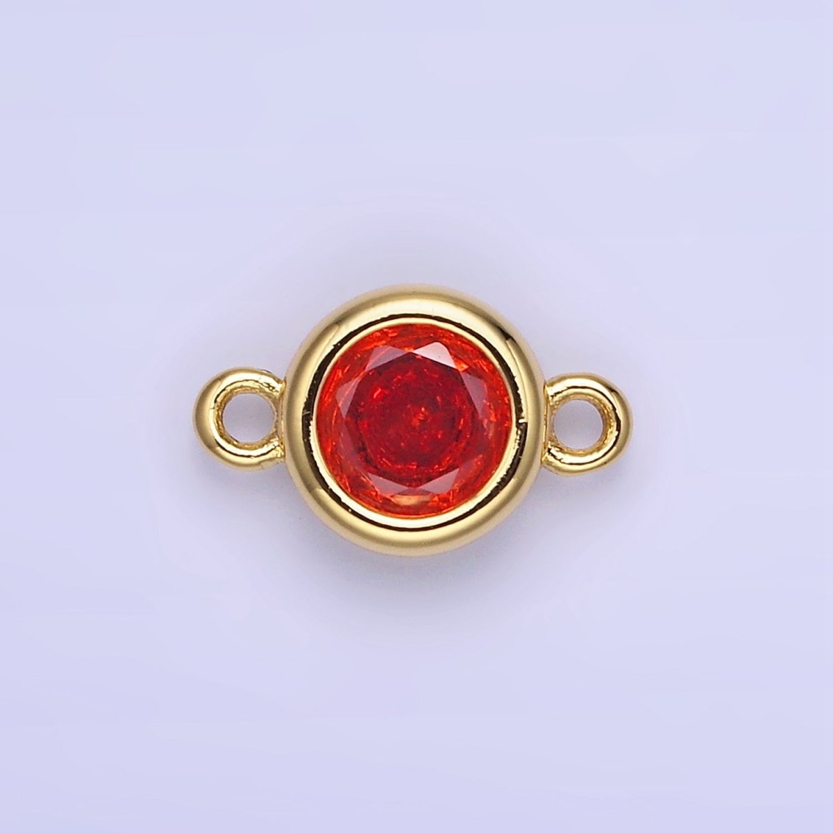 14K Gold Filled Multifaceted CZ Bezel Round Connector | G406 - G413 - DLUXCA