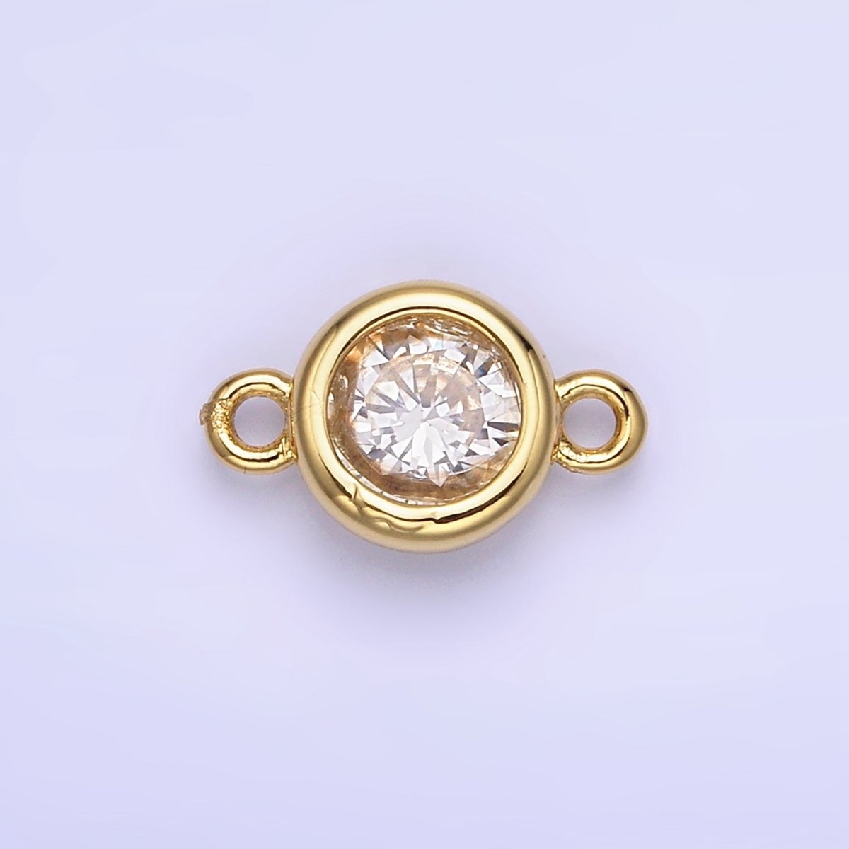 14K Gold Filled Multifaceted CZ Bezel Round Connector | G406 - G413 - DLUXCA