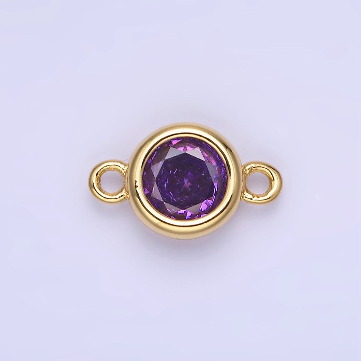14K Gold Filled Multifaceted CZ Bezel Round Connector | G406 - G413 - DLUXCA