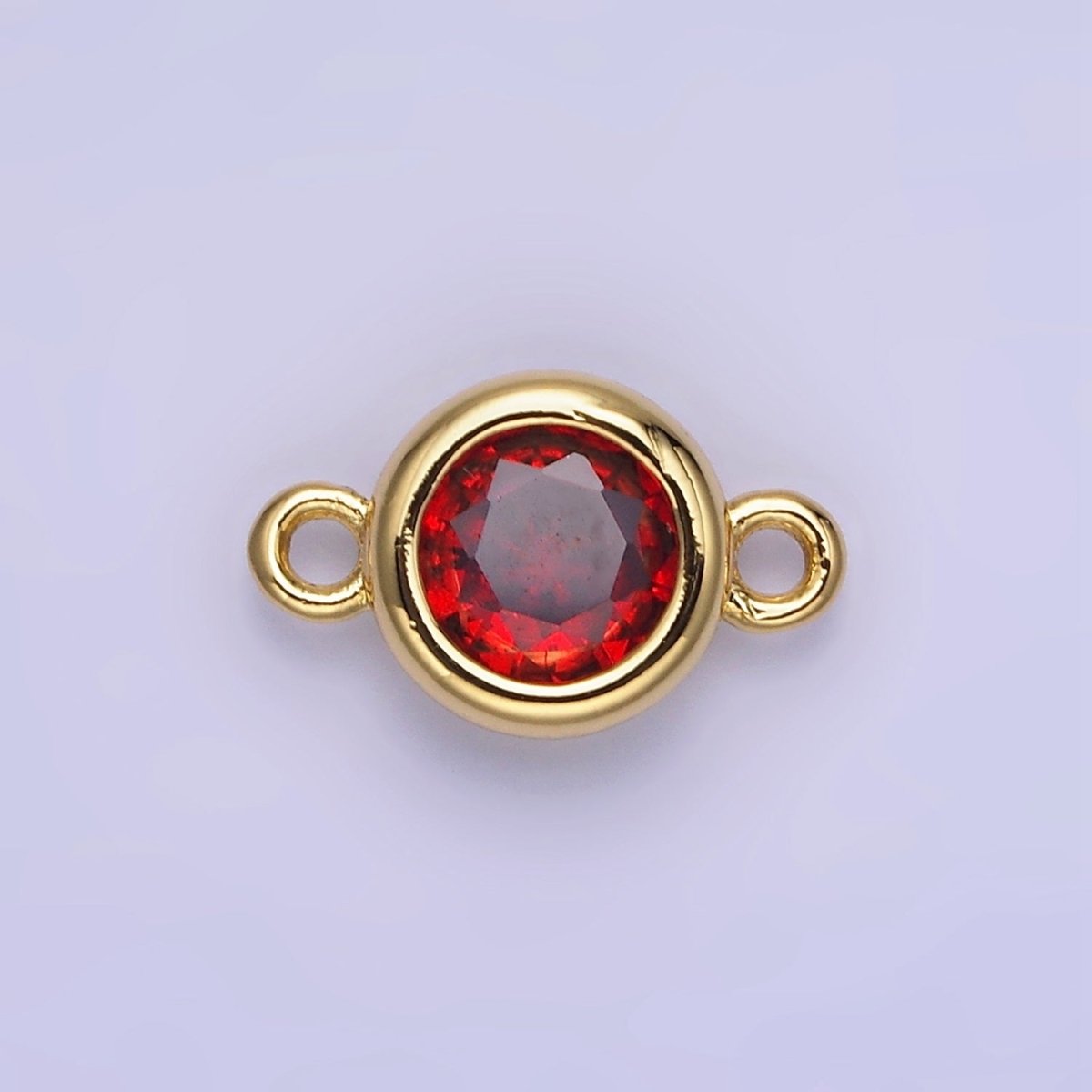 14K Gold Filled Multifaceted CZ Bezel Round Connector | G406 - G413 - DLUXCA