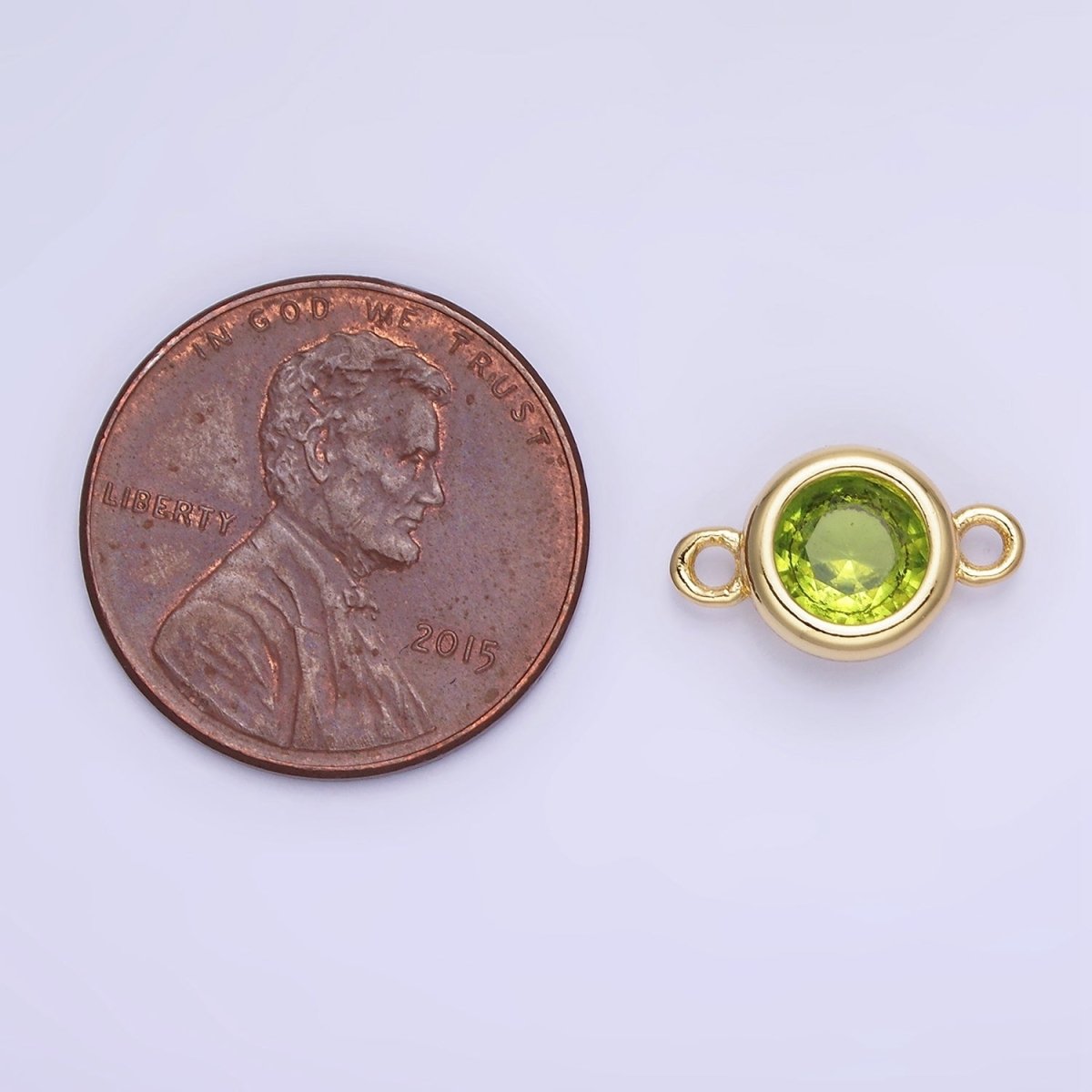 14K Gold Filled Multifaceted CZ Bezel Round Connector | G406 - G413 - DLUXCA