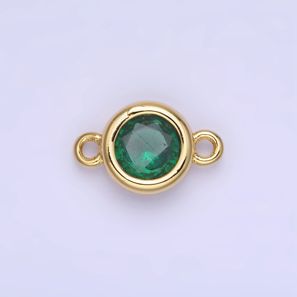 14K Gold Filled Multifaceted CZ Bezel Round Connector | G406 - G413 - DLUXCA