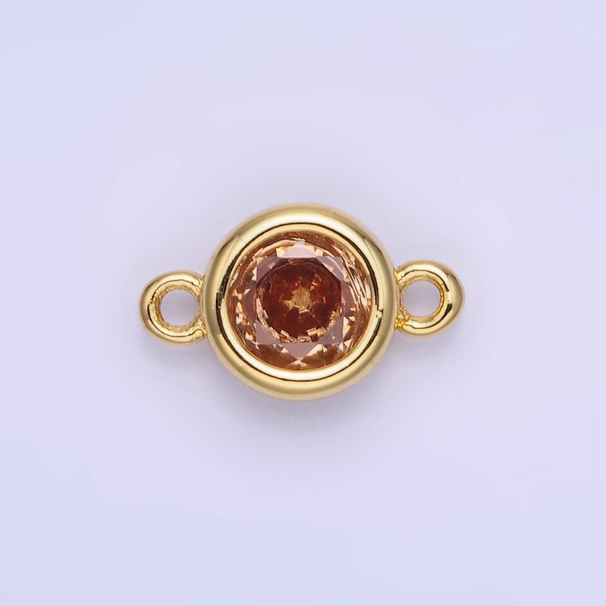 14K Gold Filled Multifaceted CZ Bezel Round Connector | G406 - G413 - DLUXCA