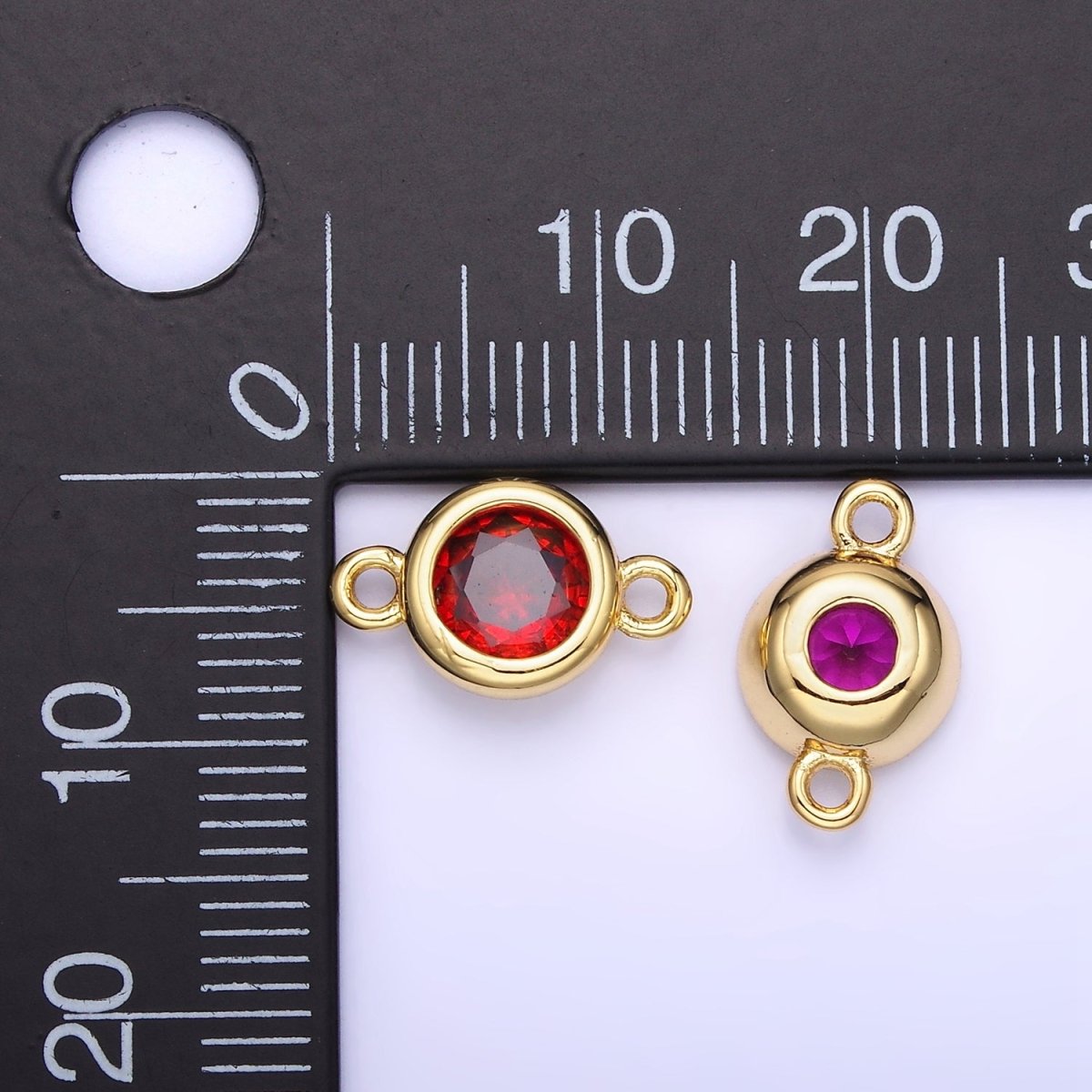 14K Gold Filled Multifaceted CZ Bezel Round Connector | G406 - G413 - DLUXCA