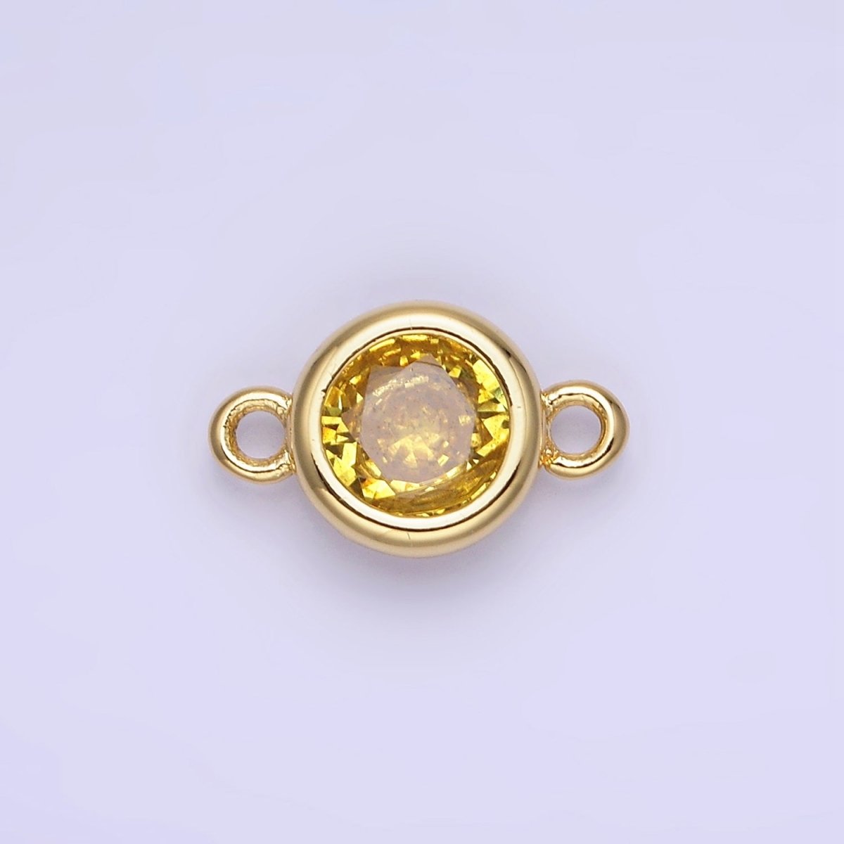 14K Gold Filled Multifaceted CZ Bezel Round Connector | G406 - G413 - DLUXCA