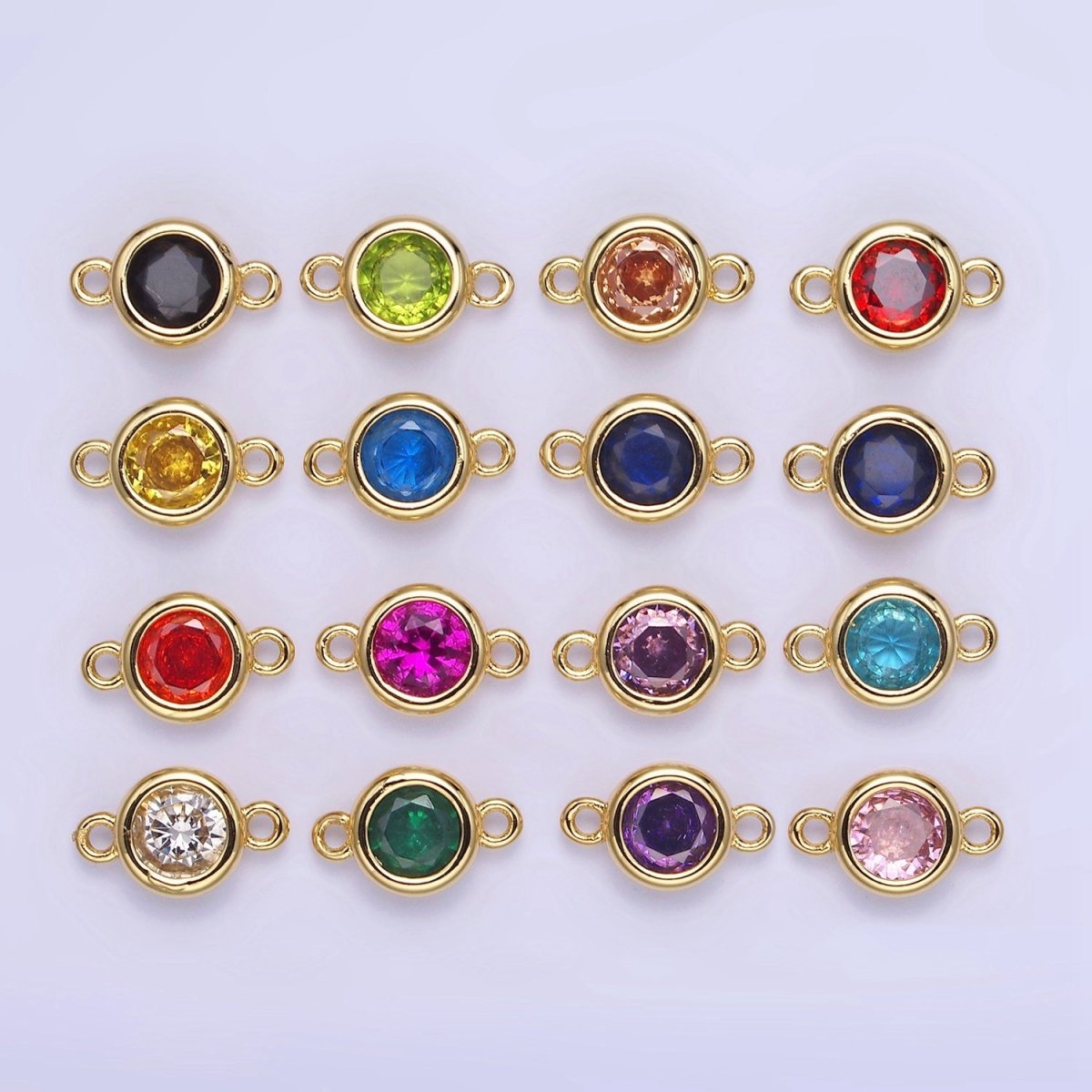 14K Gold Filled Multifaceted CZ Bezel Round Connector | G406 - G413 - DLUXCA